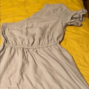 Light blue, lace trimmed, one shoulder dress